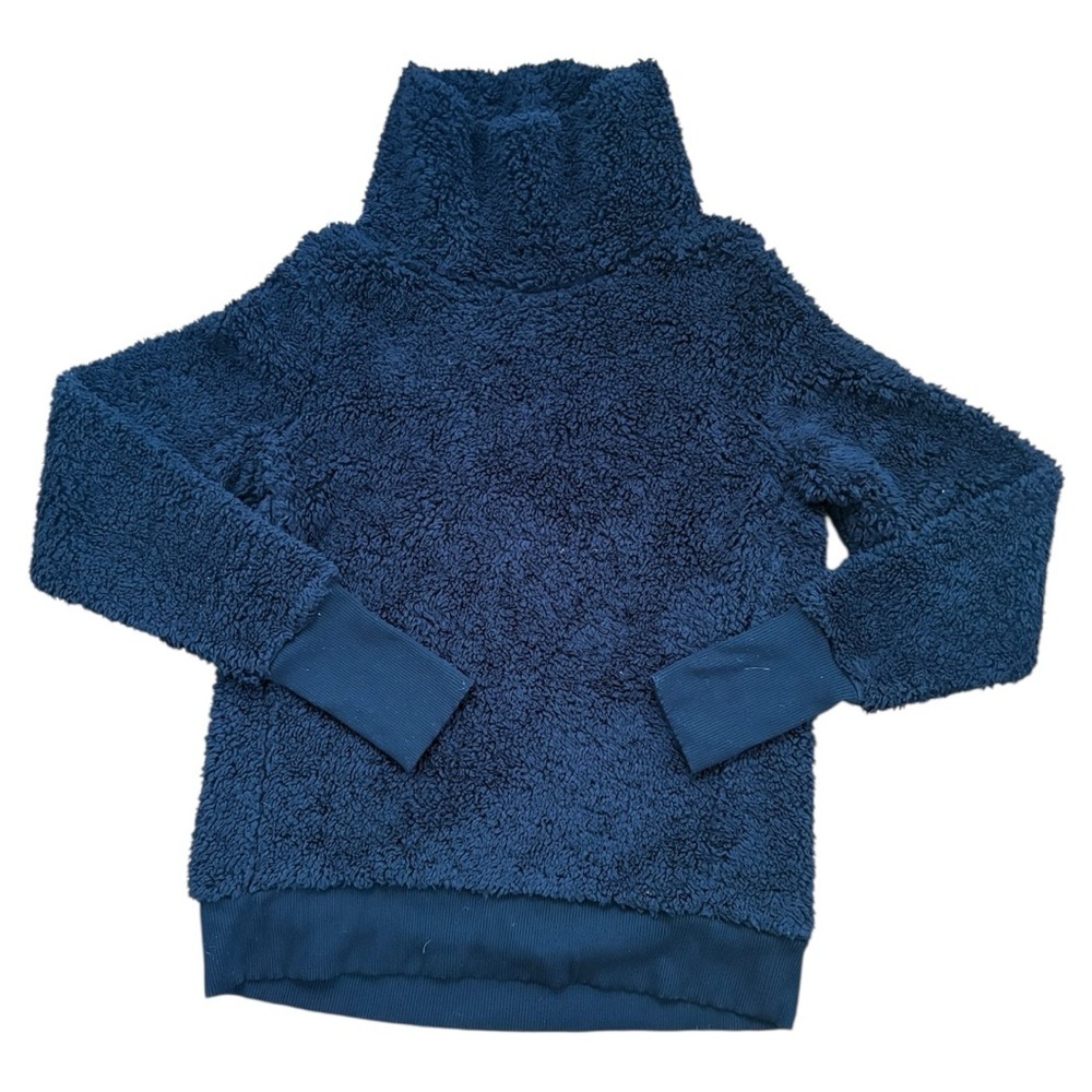Athleta Black Sherpa Fuzzy Cowlneck Pullover | Cozy Athleisure | Size Small
